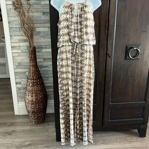 Jump Suit Animal Print tan, brown,cream & black  size 6p